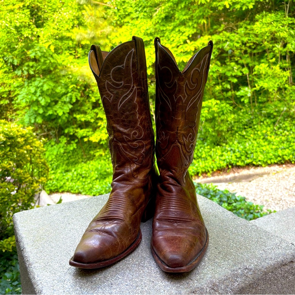 Vintage Brown Leather Heeled Boots